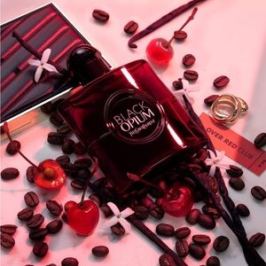 YSL Black Opium Eau de parfum over red perfume brand new